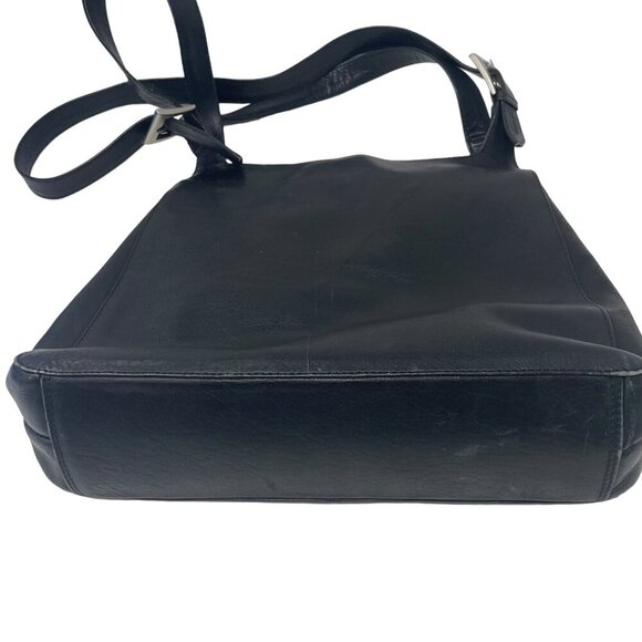 Tano Black Leather Shoulder Bag Multiple Compartments Purse Strap needs Repair - Picture 3 of 8